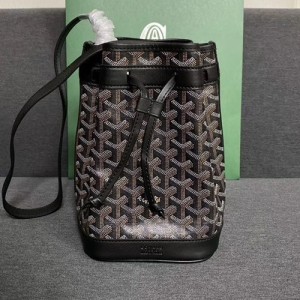 고야드 2020 PVC & 레더 여성용 버킷 숄더백,GYB0235,23cm,블랙