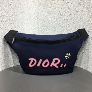 디올x카우스 2019 캔버스&레더 남여공용 벨트백,DIOB0303,23cm,블루(핑크)